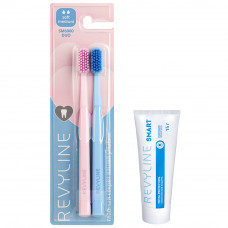 Набор зубных щеток Revyline SM6000 DUO Pink и Blue + Зубная паста Revyline Smart, 15 г 